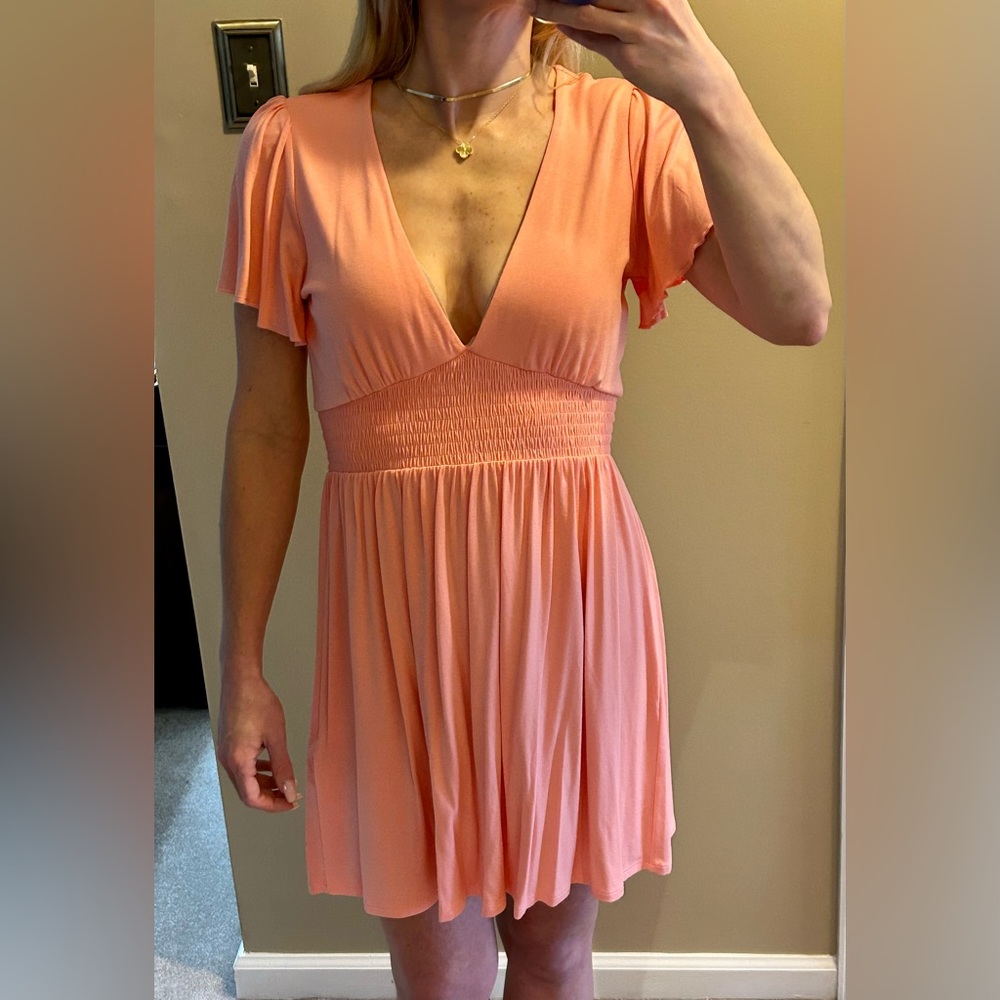 Forever 21 Coral V-Neck Dress